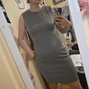 Calvin Klein Gray Partially Lined Dress Career Professional Knee Length